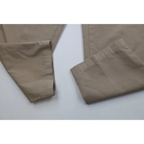 Vintage 90s Ralph Lauren Mens 32x30 Distressed Wide Leg Chino Pants Cotton Beige